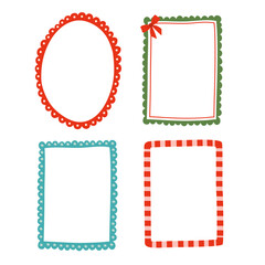 Hand Drawn set of  isolated decorative Christmas frame design