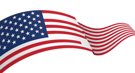 Waving American flag with transparent background usa flag