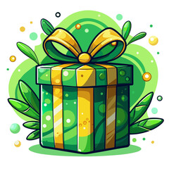 Gift,color Green , real print Style, white background
