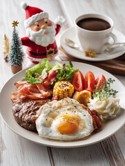 Christmas fried chicken breast set meal and coffee