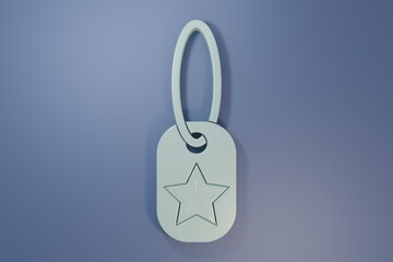 Grey Military dog tag icon isolated on purple-blue background. Identity tag icon. Army sign. Minimalism concept. 3D render illustration