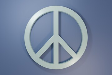 Grey Peace icon isolated on purple-blue background. Hippie symbol of peace. Minimalism concept. 3D render illustration