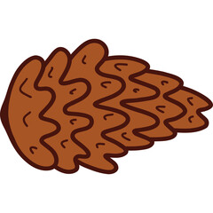 Brown Pinecone With Jagged Edges Against A Transparent Background Minimalist Graphic Design Element