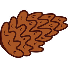 Brown Pinecone Illustration with Transparent Background and Outline Detail
