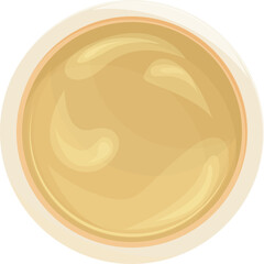 Close Up Of A Golden Yellow Liquid With Swirls In A White Bowl With Orange Rim Top View Isolated On Transparent Background