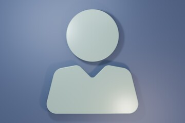 Grey Add to friend icon isolated on purple-blue background. Minimalism concept. 3D render illustration
