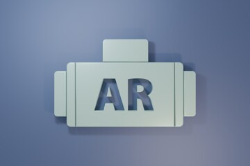 Grey Ar, augmented reality icon isolated on purple-blue background. Minimalism concept. 3D render illustration