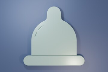 Grey Condom icon isolated on purple-blue background. Safe love symbol. Contraceptive method for male. Minimalism concept. 3D render illustration
