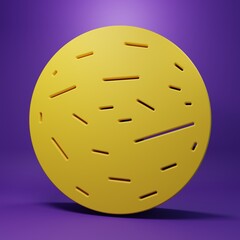 Yellow Planet Venus icon isolated on purple background. Minimalism concept. 3D render illustration