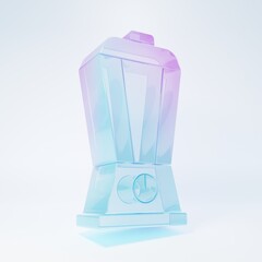 Frosted glass Blender icon isolated on white background. Kitchen electric stationary blender with bowl. Cooking smoothies, cocktail or juice. Minimalism concept. 3D render illustration
