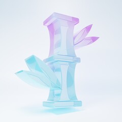 Frosted glass Bamboo icon isolated on white background. Minimalism concept. 3D render illustration