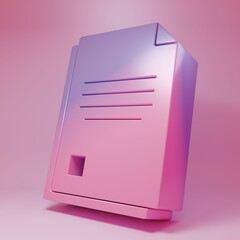 Purple-pink File document icon isolated on pink background. Checklist icon. Business concept. Minimalism concept. 3D render illustration