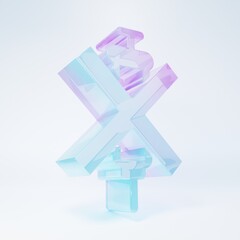 Frosted glass No doping syringe icon isolated on white background. Minimalism concept. 3D render illustration