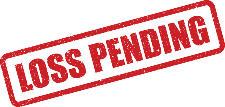 Grungy distressed rubber stamp vector illustration displaying LOSS PENDING message for provisional status updates or future financial forecasts
