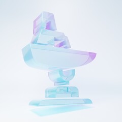 Frosted glass Swing boat on the playground icon isolated on white background. Childrens carousel with boat. Amusement icon. Minimalism concept. 3D render illustration