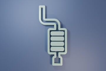 Grey Car muffler icon isolated on purple-blue background. Exhaust pipe. Minimalism concept. 3D render illustration