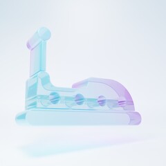 Frosted glass Bumper car icon isolated on white background. Amusement park. Childrens entertainment playground, recreation park. Minimalism concept. 3D render illustration