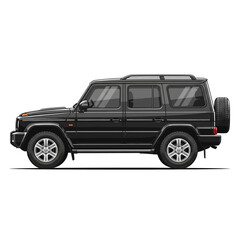 Black SUV Vector Illustration Modern Off Road Vehicle for Transportation and Design