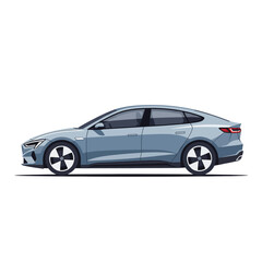 Sleek Blue Electric Sedan Modern Transportation Illustration