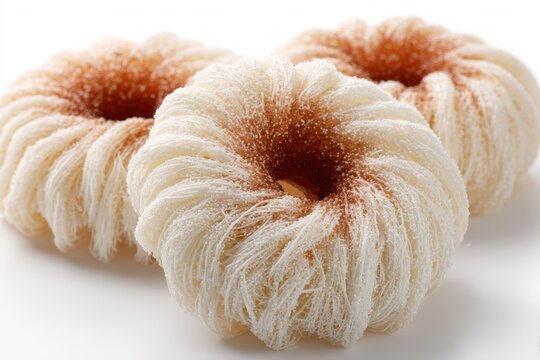 Delicious Mochi Donuts: Pon de Rings Inspired by Pon de Lion's Mane on a White Isolated Background