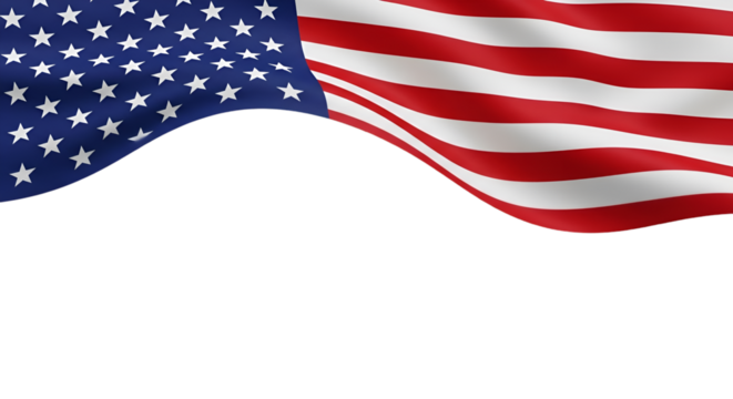 Waving American Flag with Stars and Stripes on Black Background