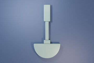Grey Kitchen ladle icon isolated on purple-blue background. Cooking utensil. Cutlery spoon sign. Minimalism concept. 3D render illustration