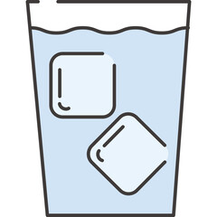 Glass of Water With Ice Cubes on Transparent Background Refreshing Beverage Close Up Studio Shot