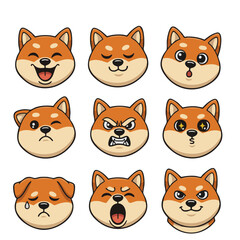 Fototapeta premium Shiba Inu dog facial expressions set cute animal avatar