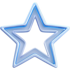 Blue glossy 3D star isolated on transparent background. Perfect for celebration, award, or festive design.