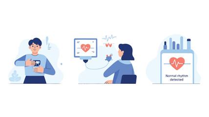 A dynamic three scene illustration depicting a person engaged in various activities rendered in a vibrant cmyk color palette with diverse graphic elements and clear typography