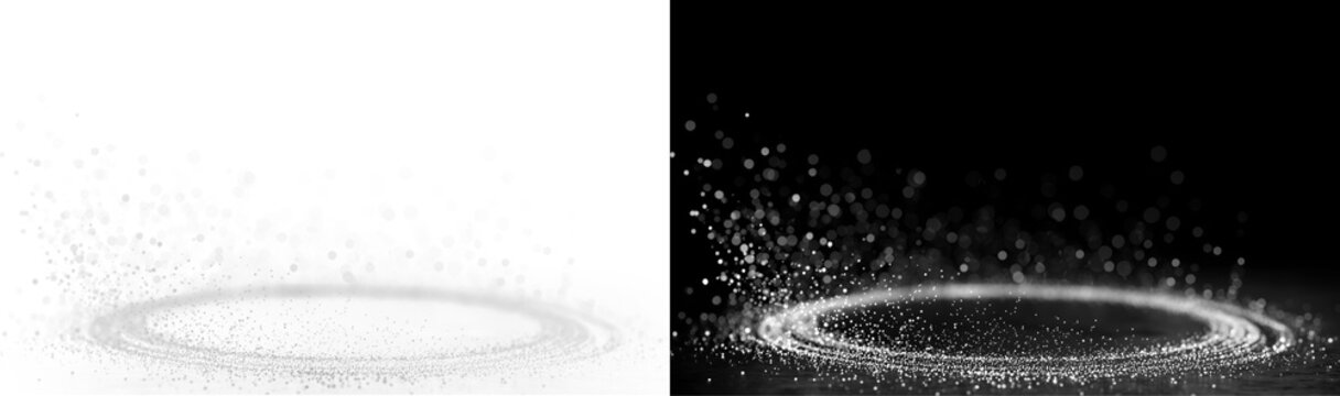 Magic dust and particle circle with glitter effect on transparent PNG overlay