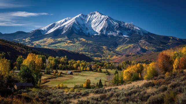 Mount Sopris: Scenic Autumn Vista in the Elk Mountains of Colorado with Vibrant Fall Colors and Majestic Peaks