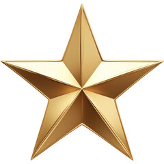 Obraz premium Gold metallic five-point star isolated on transparent background. Perfect for award, luxury, and elegant design.