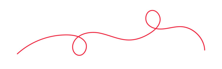 Wavy squiggle red line, vector doodle illustration, decorative chaotic art