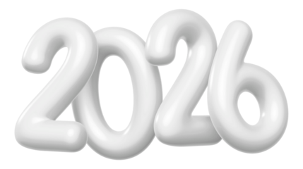 year 2026 3d render of a spiral symbol made of spheres 