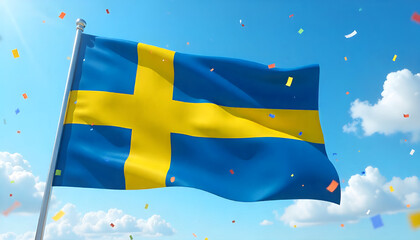 Sweden national day june 6 animated text.  greeting card. Sweden national day animation.