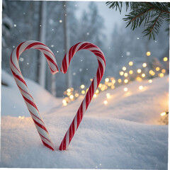 two candy canes making a heart for christmas