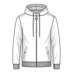 vector white blank men hoodie in front view
