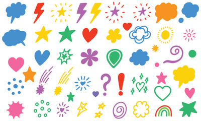 Colorful Doodle Shapes Clipart – Hand‑Drawn Stars & Hearts