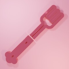Pink Fork icon isolated on pink background. Cutlery symbol. Minimalism concept. 3D render illustration