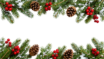 Decorative winter foliage with pinecones and red berries for holiday season celebration