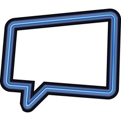 Blue Neon Speech Bubble Outline Glowing Vibrant Communication Message Icon On Transparent Background