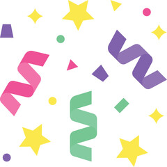 Festive Confetti and Streamers Floating Isolated on White Background Celebration Party Joyful Atmosphere