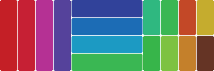 Fototapeta premium Vibrant Multicolor Geometric Pattern | Colorful Block Grid Layout with Nodes | Modern Abstract Wallpaper