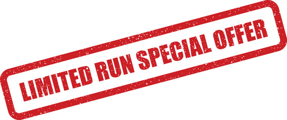 Prominent grunge textured stamp graphic stating LIMITED RUN SPECIAL OFFER diagonally, emphasizing a time sensitive and exclusive promotional deal