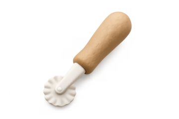 Pastry wheel with wooden handle and fluted cutter