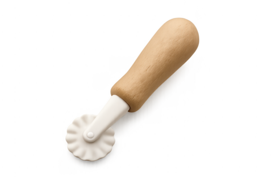 Pastry wheel with wooden handle and fluted cutter