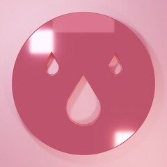 Pink Water drop icon isolated on pink background. Minimalism concept. 3D render illustration