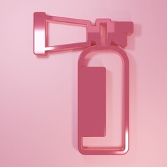 Pink Fire extinguisher icon isolated on pink background. Minimalism concept. 3D render illustration