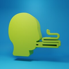 Green Man smoking a cigarette icon isolated on blue background. Tobacco sign. Minimalism concept. 3D render illustration